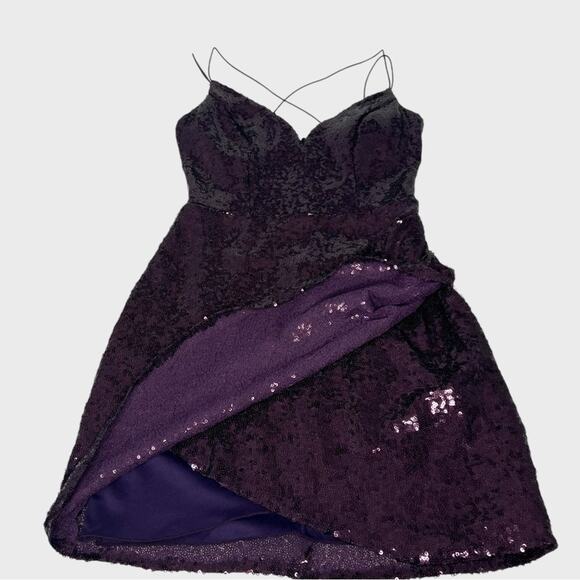 B. Darlin Sequin Mesh Party Dress 9/10 Strappy X-Back Goth Glam HOCO Holiday - Picture 8 of 12